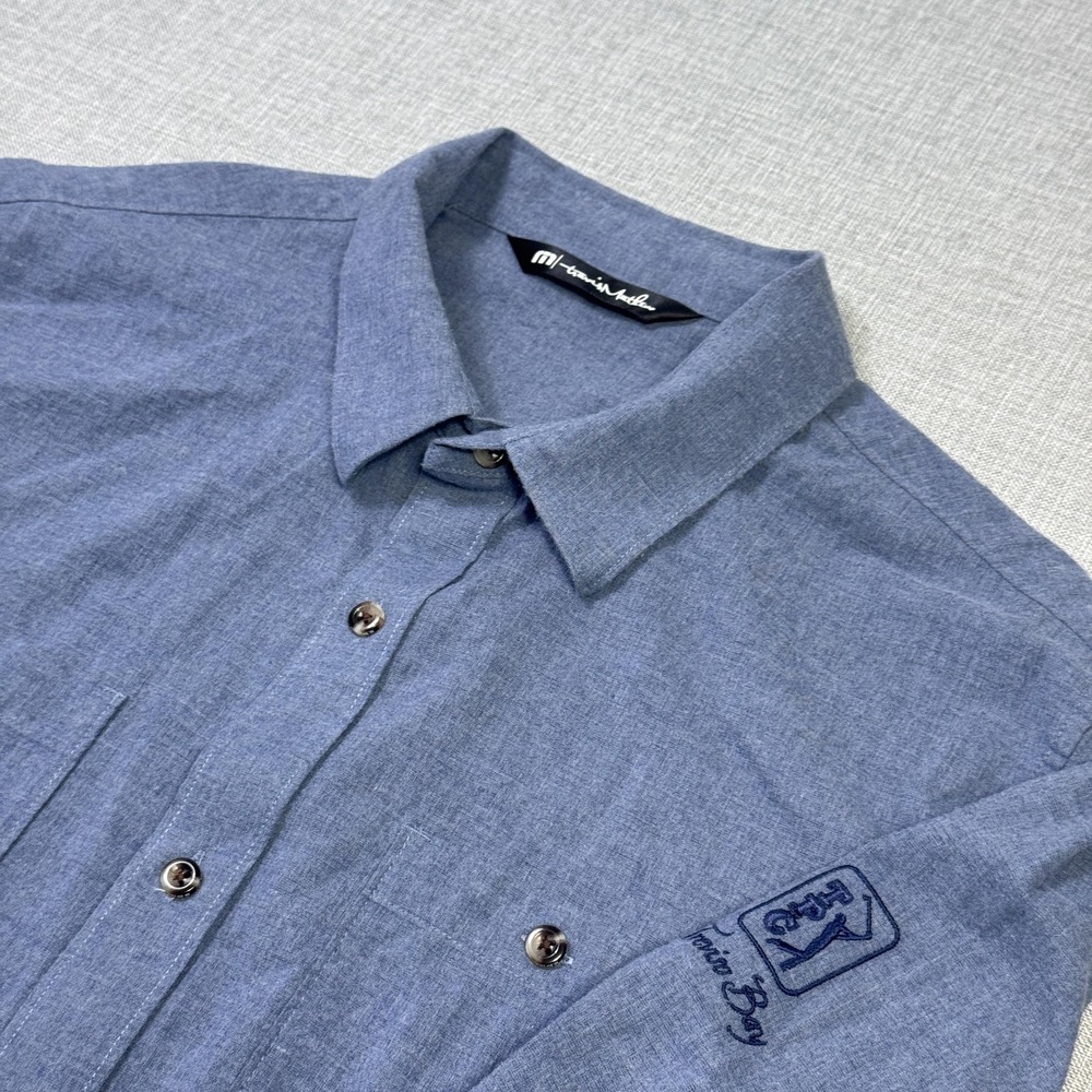 Travis Mathew TPC Treviso Bay Golf Button-Up Shirt Mens Large Blue‎ Long Sleeve
